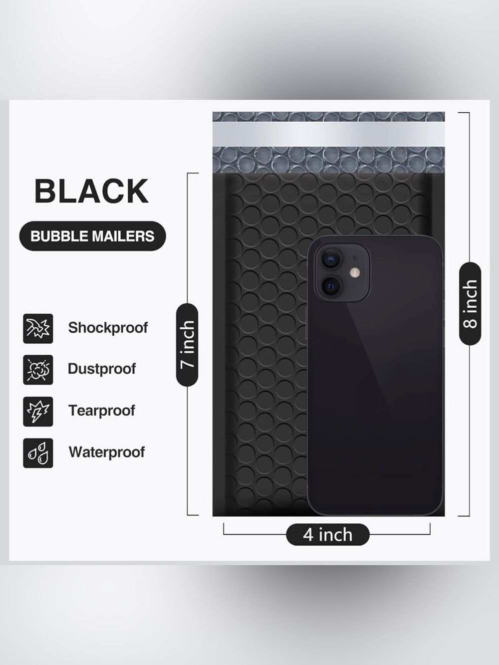 50 piece lot Black Bubble Mailer Protective Padded Envelopes-waterproof